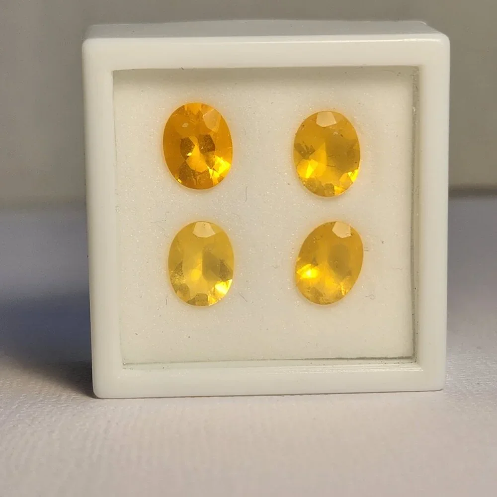 VTG Labeled Genuine Fire Opal 4.91ctw 9x7mm Oval Set of 4 Loose Gemstones - Picture 8 of 9